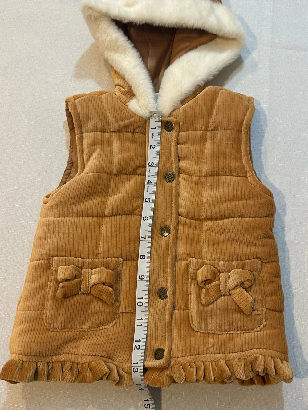 Nicole Miller Hooded Corduroy Puffer Vest Size 4